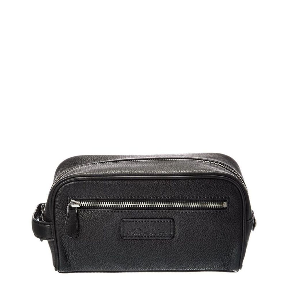 Brooks Brothers Natural Milled Textured Leather Travel Case, Black